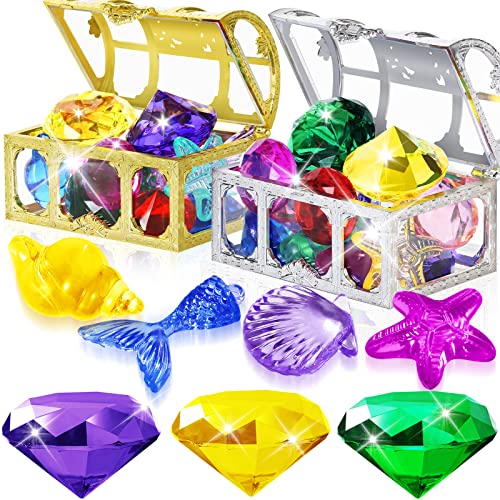 Kmuysl 24Pcs Diving Gems Pool Toys For Kids Ages 4-8, 8-12, Pool Diving Toy With Assorted Swimming Gems And 2 Treasure Boxes, Dive Throw Toy For Pool, Beach, Bathroom And Party #TOP21