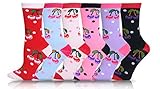 ICONOFLASH Women's Printed Crew Socks, Assorted Colors (Pack of 6)