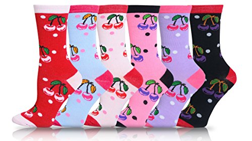 ICONOFLASH Women's Printed Bundle Crew Socks, Assorted Colors, Packs of 6