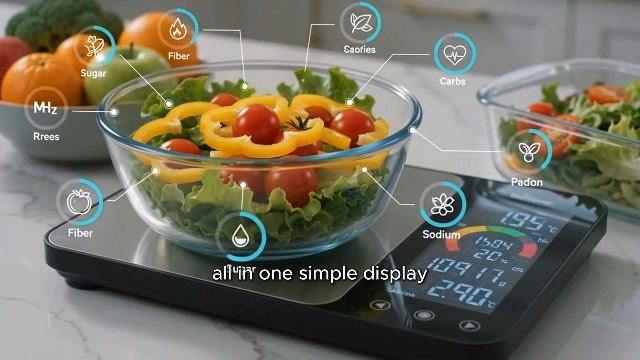 Image of Digital Food Scale with Nutrition Mode Including Calories and Macros, Smart Kitchen Scale Measures Upto 5 kg with 1g Graduation, Bluetooth and App Connectivity for Daily Food Tracking