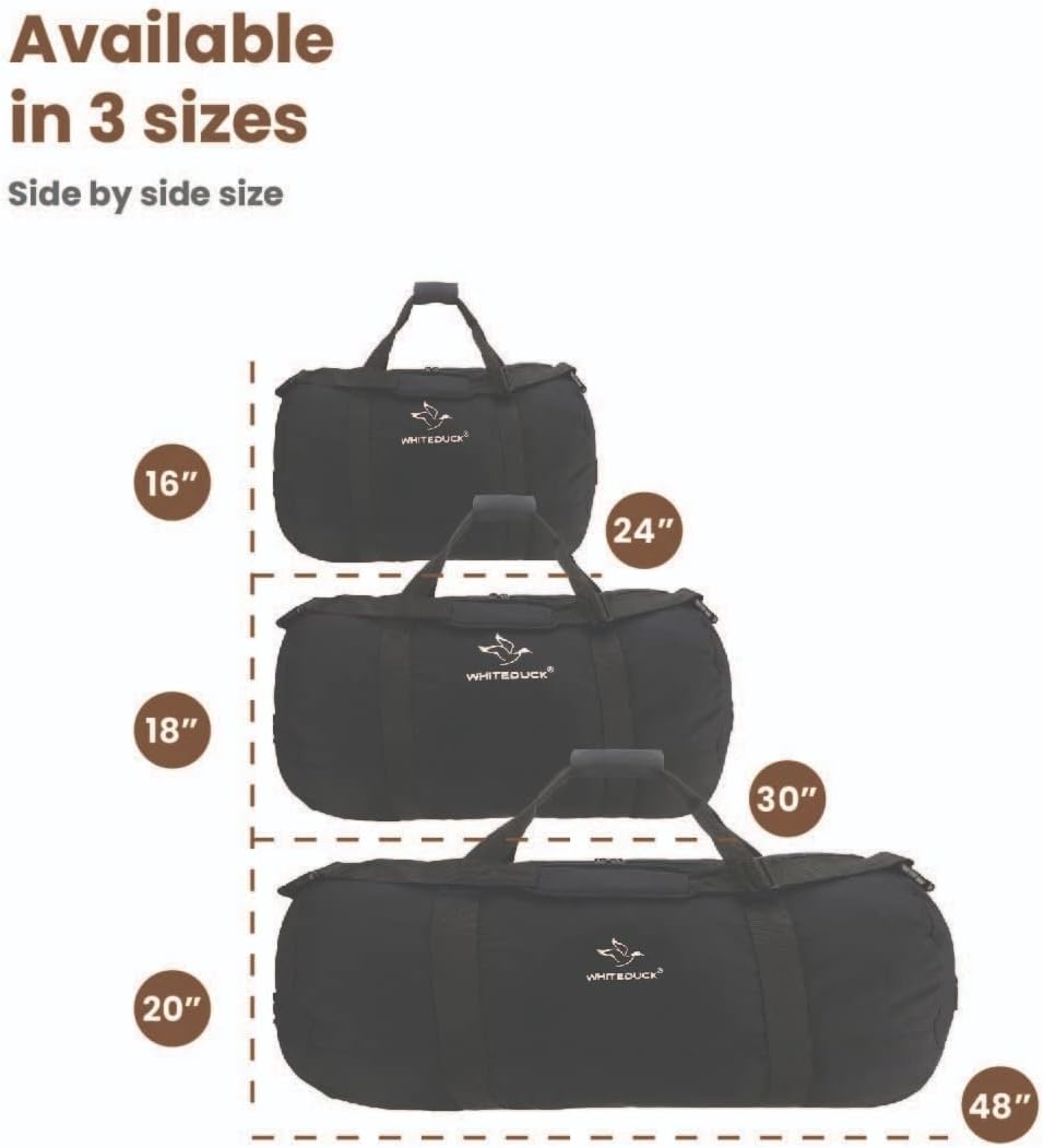 WHITEDUCK Heavy Duty Canvas Duffel Bag for Men and Women - Foldable Military Army Style Duffel Bag, with Full Length Zipper- Outdoors, Travel, Gym & Storage - Image 4