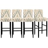 Lellen Bar Stool Chair Covers Set of 4，Jacquard Bar Stool Cover Barstool Covers Slipcovers Stretch Bar Stool Covers with Backs Bar Stool Protector Covers for Kitchen Dining Room Counter Island