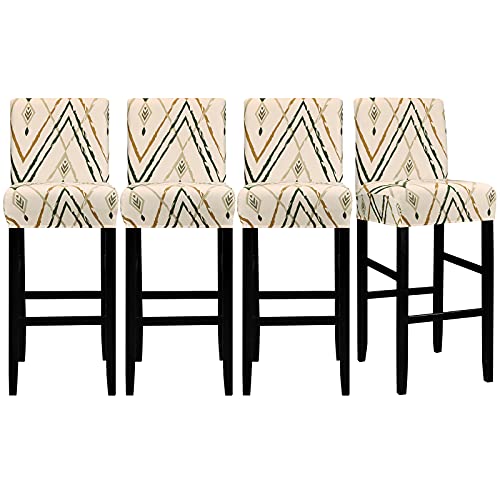 Image of Lellen Bar Stool Chair Covers Set of 4,Jacquard Bar Stool Cover Barstool Covers Slipcovers Stretch Bar Stool Covers with Backs Bar Stool Protector Covers for Kitchen Dining Room Counter Island