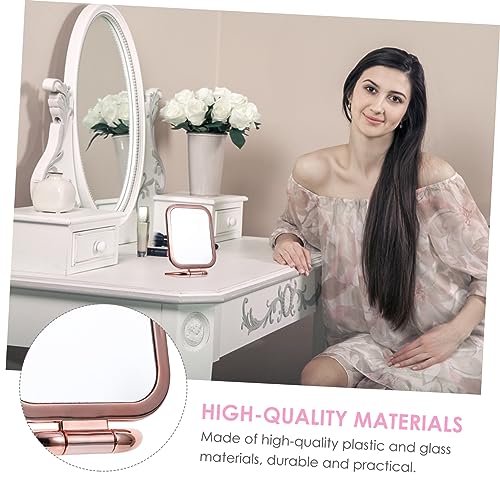 Espejo de maquillaje doble con aumento IMIKEYA dorado rosa miniatura 6