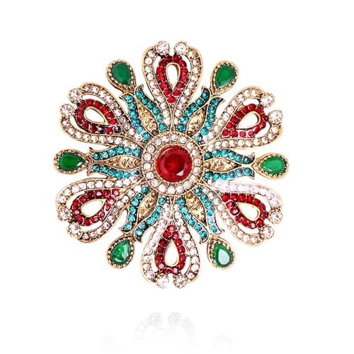 Broche rétro baroque avec strass et fleur, idée cadeau idéale pour femme élégante
