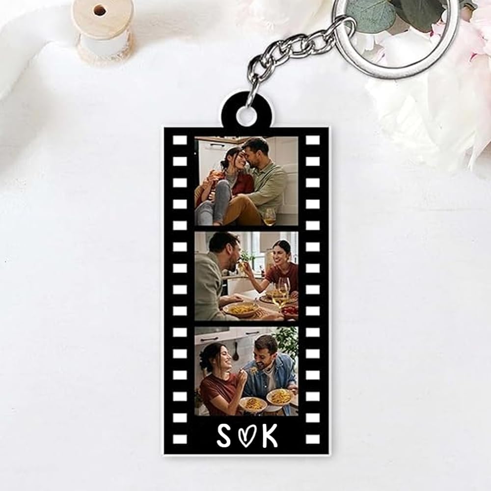 Godashop Personalized Photo Strip Acrylic Keychain, Custom Couple Picture Keychains, Couples Gift for Boyfriend Girlfriend - Image 3