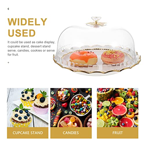 Cabilock Round Cake Pans Ceramic Cake Stand With Dome Cake Plate Server Round Dessert Serving Tray Party Cheese Cloche Dome Display Case For Desserts Fruits Salad Snack Candy Wedding Cake Stand #TOP1