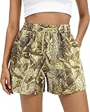 BTFBM Casual Floral Shorts for Women Beach Fashion Pajama 2026 Summer Outfits Lounge Sleep Y2K Beach Bottoms(Floral Army Green,Medium)