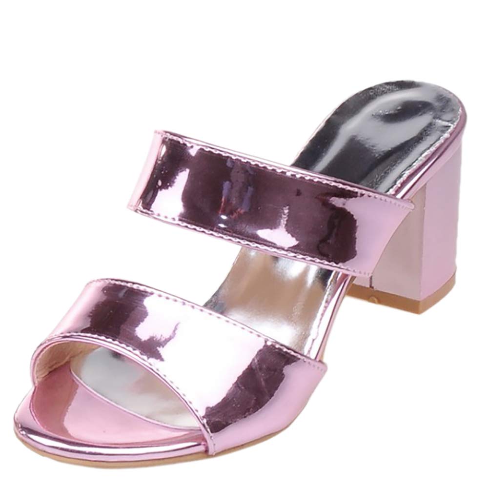 Kaizi Karzi Women Fashion Mid Heel Mules Peep Toe Sandals