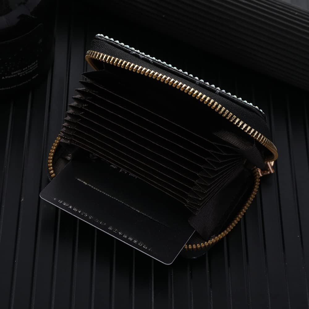 Rhinestone Credit Card Holder Multilayer Zipper Case Bling Crystal Small Wallet Car Driver's License for Women Girl Best Gift (Black) image 3