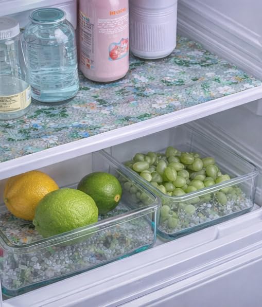 FLAME NEBULA Transparent Printed Drawer & Shelf Liner Roll 45x300 Cm | Waterproof, Anti-Slip Multipurpose Mat for Kitchen Cabinets, Refrigerator, Wardrobe & Table | Oil-Proof PVC Non-Adhesive Sheet 2