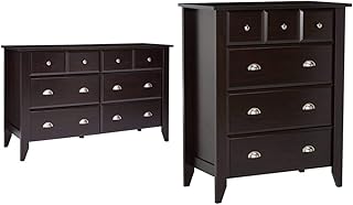 Sauder Shoal Creek Dresser, Jamocha Wood Finish & Shoal Creek 4-Drawer Chest, Jamocha Wood Finish