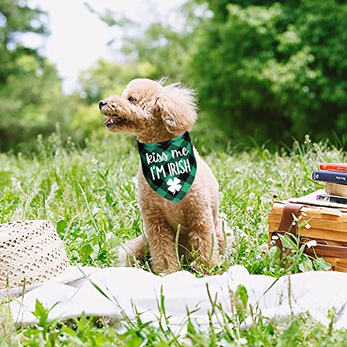 Jotfa St. Patrick’s Day Dog Bandanas, Plaid Dog Puppy St. Patrick’s Day Bandana Scarf For Small Medium Large Dogs Pets (Mom’s Lucky Charm & Kiss Me I’m Irish) #TOP6