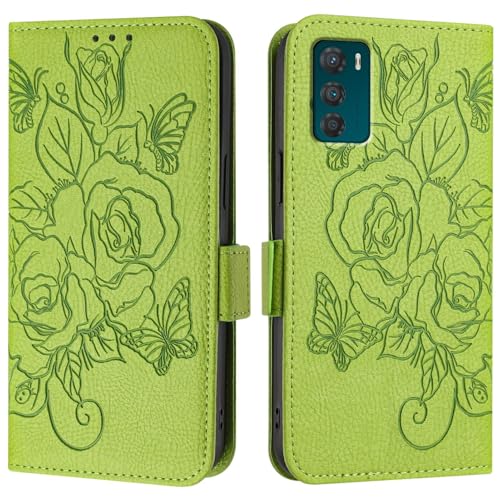 Étui pour Motorola Moto G42 4G housse portefeuille en cuir PU vert antichoc avec porte-cartes