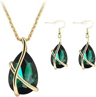 Holibanna 1 conjunto de brincos de colar de cristal verde feminino conjunto de joias de strass gota de orelha de strass colar colar colar colar colar de casamento conjunto de brincos