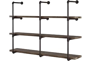 4 Tier,Industrial Wall Mount Iron Pipe Shelving Shelves Shelf Brackets Vintage Retro...