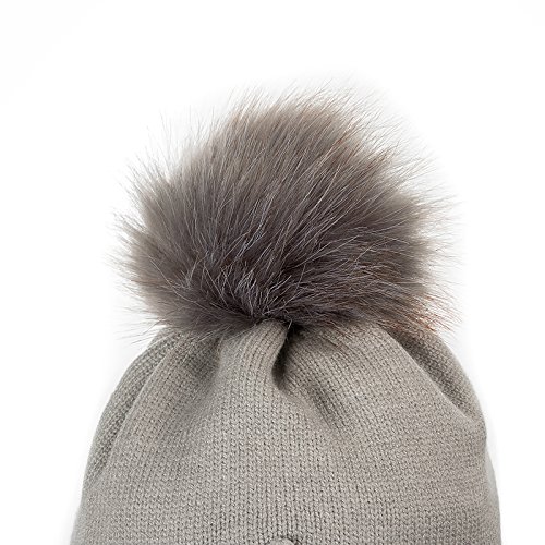 LEMITA Sombrero de invierno cálido para mujer, con forro de piel de cinco puntas, sombrero de punto de estrella de cinco puntas, sombrero de pompones para mujer, gorros suaves