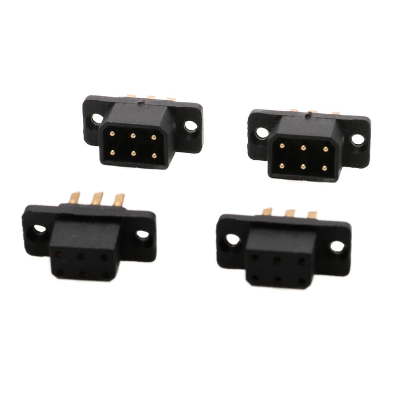 5Pairs JX4 JX6 JX8 MX6 MX10 MPX 4Pin 6Pin 8Pin 10Pin Servo Connector Brass Gold Plated Male Female Plug for Gasoline Turbojet Drone RC VTOL Model Aircraft Boat Car Parts (5pairs Black MX6 Plug)