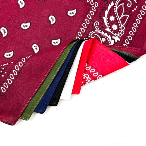 100% Cotton Bandanas, 21 x 21 inches, Set of 62