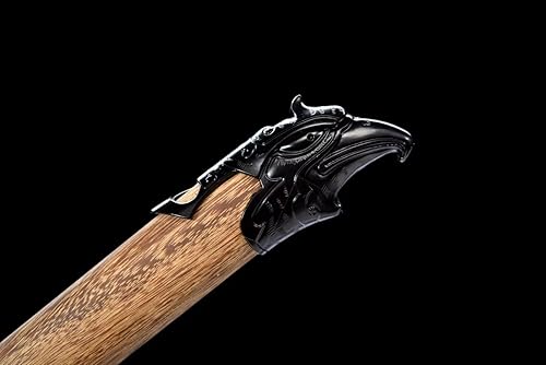 Miniatura 4 de LOONGSWORD - Espada de águila china real, espada ancha (hoja de acero forjado de alto carbono, accesorios de aleación, vaina de palisandro)