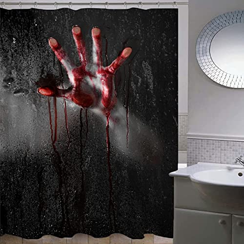 Cortina de Ducha 180x200 Horror de Halloween, Horror de Halloween Cortinas de Baño Impermeable Antimoho Lavable, con 12 Ganchos Cortina Ducha, Cortina de Ducha Divertida 3D