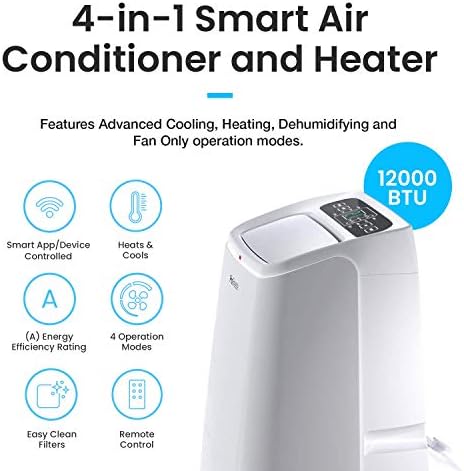 Pro Breeze 4-in-1 Powerful Portable Air Conditioner 12,000 BTU - Smart Home WiFi Compatible - App & Voice Control - Heater & Dehumidifier mode, 24hr Timer & Window Venting Kit - Class A Energy Rating