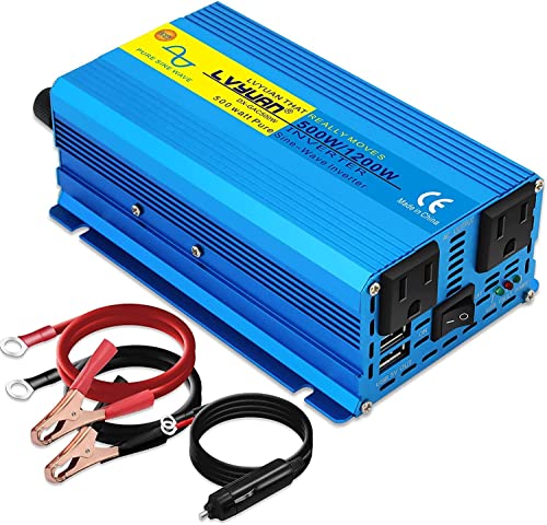 LVYUANインバーター 正弦波 12V 500W 最大 1000W DC 12V AC100V 変換 AC コンセント×2 USBソケット×2 カーインバーター太陽光発電 災害対策 地震 防災用品 自動車 船 キャンプ アウトドア キャンピングカー 用品 キャンプ アウトドア 緊急時で大活躍 停電の対策