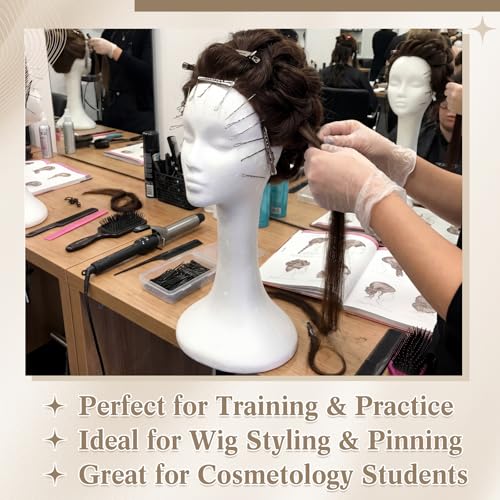 Novabright 4 Pack 18.5" Extra Tall Foam Wig Head Long Neck Mannequin Display Stand with Wide Base for Long Wigs Hats Glasses Salon Cosplay Store, White by Novabright - Image 7