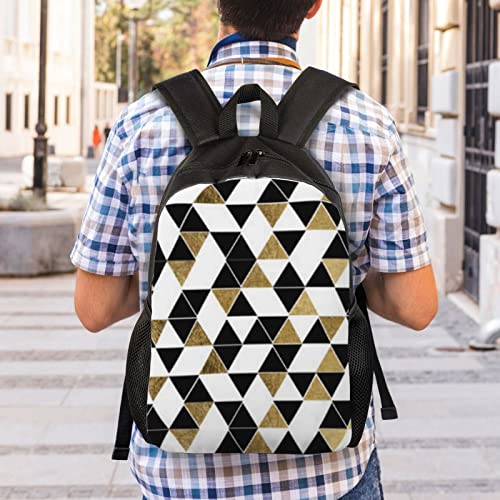 Sac à dos imperméable et léger avec imprimé triangles dorés pour le travail