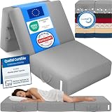 ELONEO Matelas d'invité Pliant en 3 Parties, Mousse Extra épaisse (15 cm), Lavable, Disque intervertébral Cube, Pliable, Adultes (Gris, 75 x 195 x 15 cm)