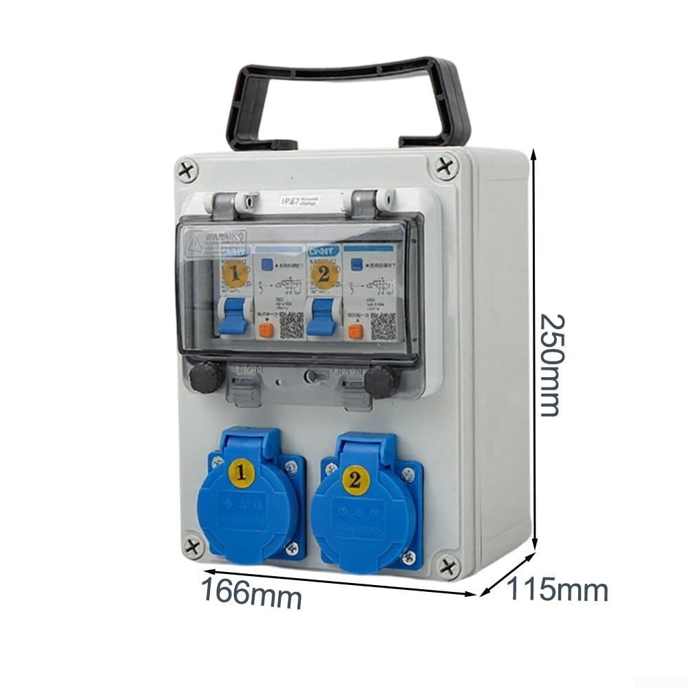 Scatola di distribuzione di energia industriale Scatola portatile impermeabile con fusibile RCD per cantiere Officina all'aperto Stazione di alimentazione elettrica resistente bianca (D)