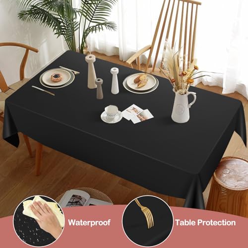 YSYJ Black 24 Pack Plastic Tablecloth 54 x 108 Inch Rectangle Disposable Table Cloth for Parties Plastic Table Cover Disposable Tablecloths by YSYJ - Used condition - Image 4