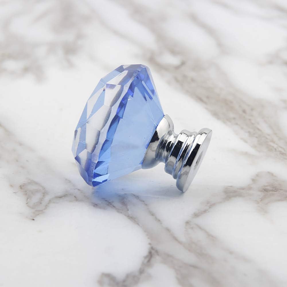 BOZONLI 6pcs 30mm Blue Crystals Glass Drawer Knobs Cupboard Knobs Door Knobs Cabinet Handle Drawer Pull Handle with Screw - Image 4