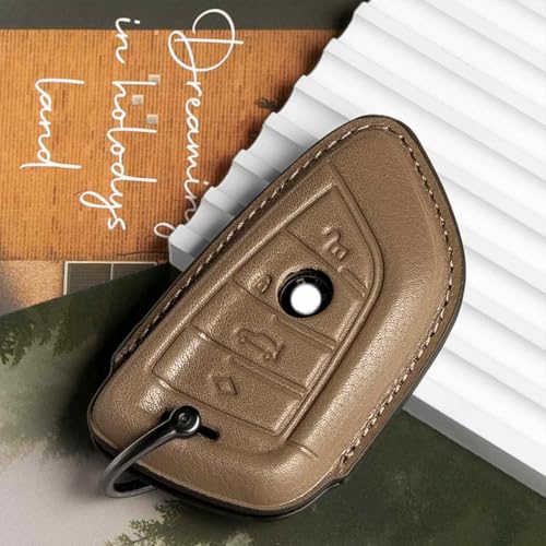 Image of Car Key Fob Cover Leather Compatible with baoma Buttons Black