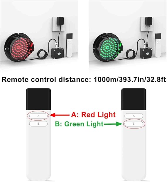 LED Traffic Light with Remote Control, 2-in-1 Red/Green Stop Light, Industrial Signal Lamp, Loading Dock Traffic Indicator Warning Light, for Indoor and Outdoor(100mm/4in)