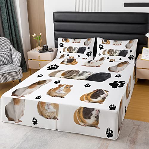 Guinea Pig Bed Skirt King Cute Guinea Pigs Bed Skirts,Kids Boys Animal Theme Bedskirt Lovely Mouse Print Bedding Decor,Guinea Pig Pattern Bedroom Decor #TOP29