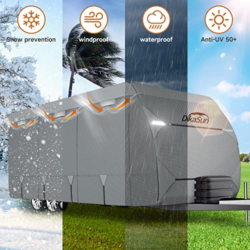 Dikasun Travel Trailer Rv Cover 7 Layers Top 27-30Ft Tt Rv Cover Windproof Waterproof Camper Cover Uv Protection With Accessories Storage Bag Tongue Jack Cover Gutter Cover Ladder Cover(27-30Ft) #TOP4
