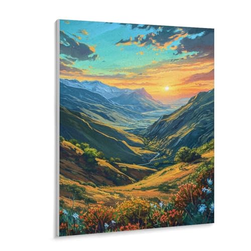 数字油絵 ラッセン 夕暮れ時の緑の谷 デジタル油絵 数字キットによる絵画 DIY絵 手塗り のどかな田園風景 イラストアート 数字キット塗り絵 壁飾り ホーム オフィス装飾 数字塗り絵 手工芸 初心者 大人 子供 贈り物 40×50cm