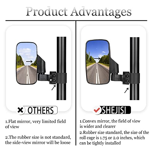 Utv Side Mirrors For 1.75"-2"Inch Roll Bar, Easy-Adjustable 2021 New Utv Side View Mirrors, Compatible With The Full Range Of Polaris Rzr, Kawasaki Mule Teryx, Honda Pioneer Sxs, Yamaha Rhino Yxz #TOP3