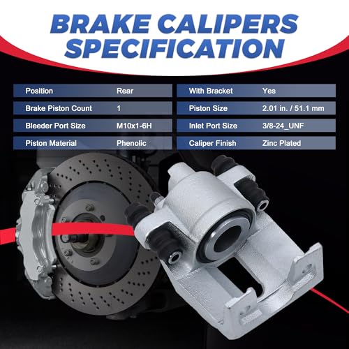 Image of Rear Brake Calipers Compatible with 04-11 Ford F-150, 18-4858 18-4859 | 2PCS Rear Driver & Passenger Side Calipers with Bracket Compatible with 2004-2011 Ford F-150, 2006-2008 Lincoln Mark LT