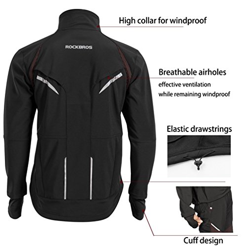 ROCKBROS Fietsjack bikingjack heren jack winter fleece jas windjack waterdicht 3D gevoerd zwart rood - Image 4