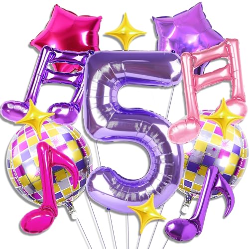 Décoration anniversaire musique avec ballons violets K-Pop pour soirée entre fans