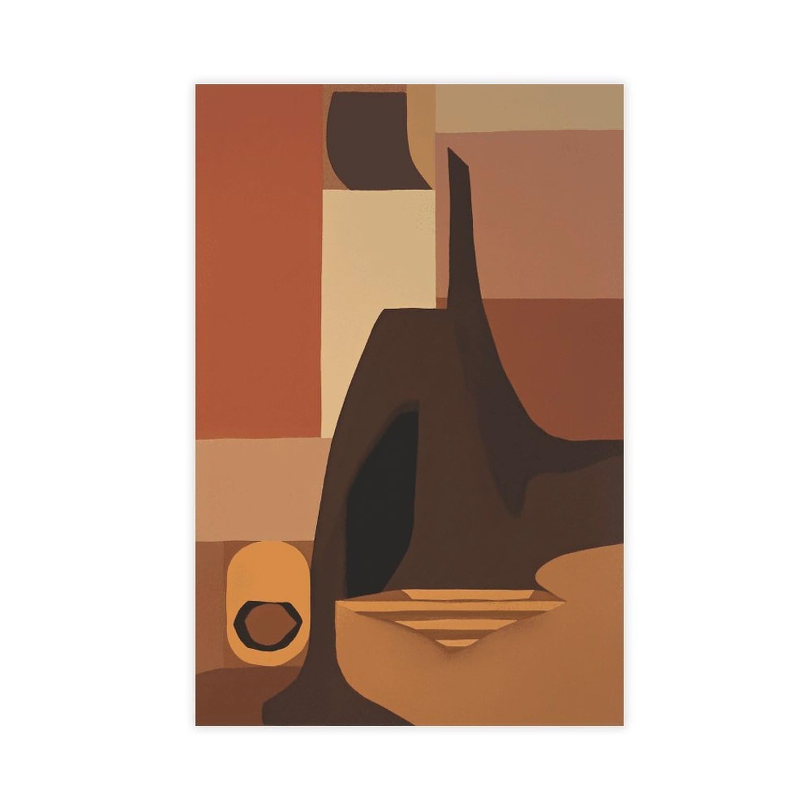 Zguols Unframed Print Terracotta & Black Abstract And Minimalist Poster 8 Canvas Poster Bedroom Decor Sports Landscape Office Room Decor Gift 24" L X 36" W