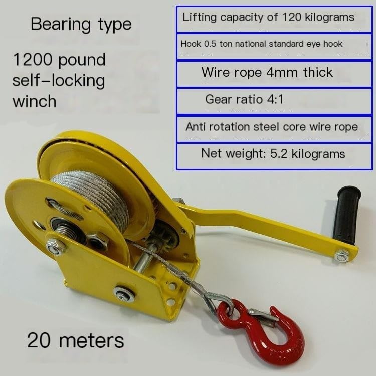 Air Conditioner Outdoor Unit Installation Tools, Hand Winch + Bracket, Easy Lifting, High-Altitude Installation Tools (Color : Only 5HP Thickened Bracket) (1200lb Self Locking Winch 20m)