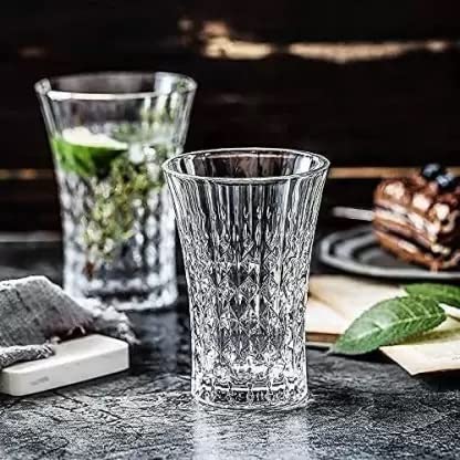 GVIBE Italian Premium Juice and Water Glasses Set of 6 Transparent, Drinking Water Glasses Stylish and Crystal Square Highball Glasses for Water, Juice and Cocktails (Long Elegant 300ML)