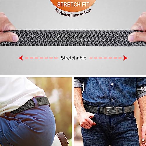Men Elastic Woven Braided Web Belt 1 3/8 for Golf Casual Pants Shirts Jeans(Dark Gray,38"-42"Waist Adjustable)4