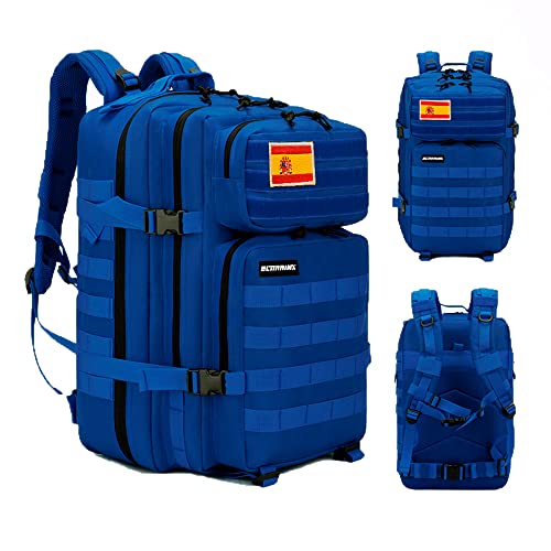Mochila 25L Elitrainx Tactica Militar Bandera España Impermeable Para Deporte, Gimnasio, Aire Libre Oxford 600D (Azul Marino)