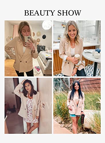 Asvivid Turn Down Lapel Open Front Blazers For Women Office Solid One Button Lightweight Suit Fall Casual Apricot Blazer Cardigan Jacket L #TOP2
