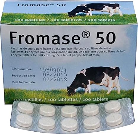 RENNET TABLETS/Fromase 50/5 TABLETS / 5 PASTILLAS / 5 5 TABLETTES Made in France