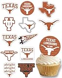Texas Longhorns Cupcake Topper Party Supplies for Football, Birthday, Graduation Party Decorations (24 Pieces) (Texas Longhorns)